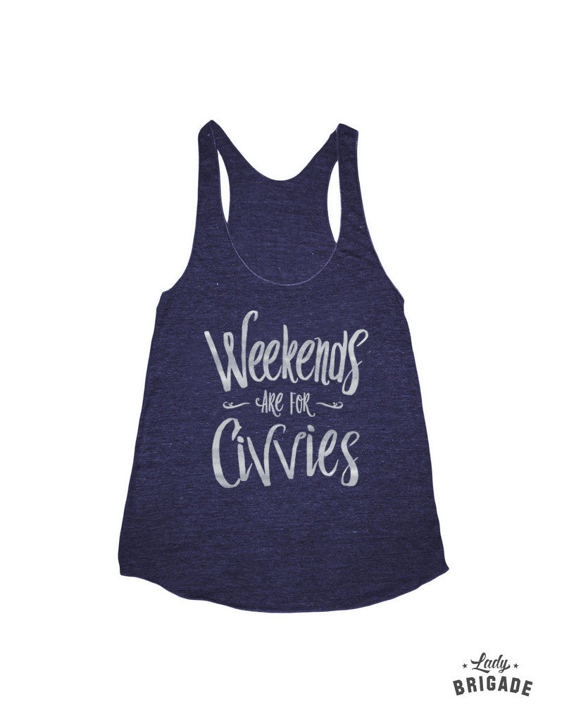 Weekends Are For Civvies Racerback Tank