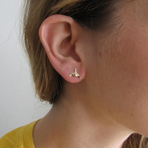 Gold Mermaid Tail earrings photo on model