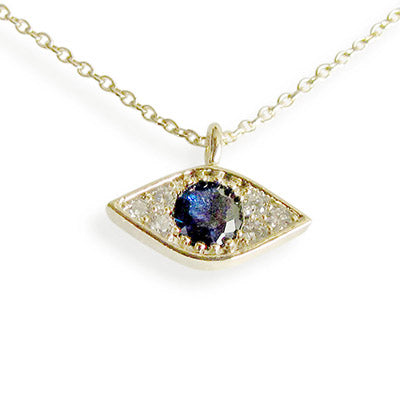 Lucky Blue Bejeweled Evil Eye Necklace