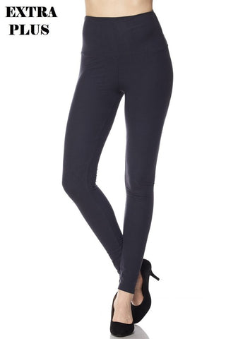 XPlus Super Soft Solid Ankle Leggings with 5-inch Waistband