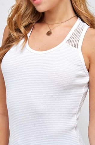 Waffle Thermal Tank with mesh in white front view