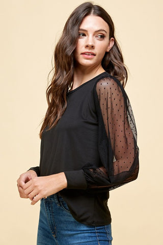Lace Bishop Sleeve Blouse