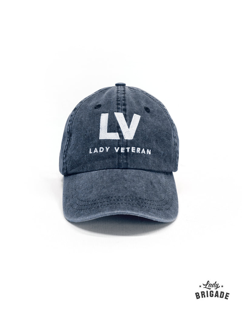 female soldier distressed dad hat front view
