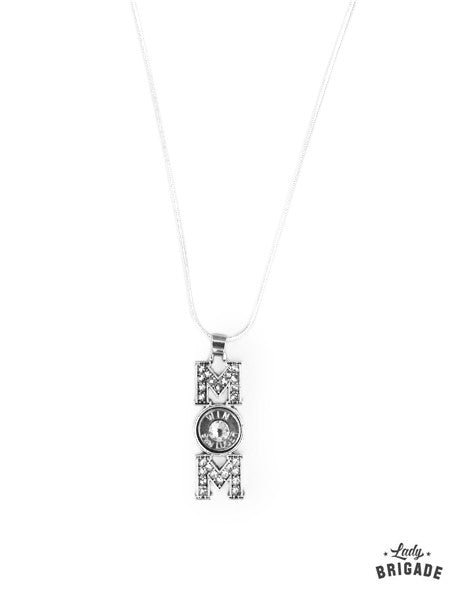 9mm Silver Plated "Mom" Necklace