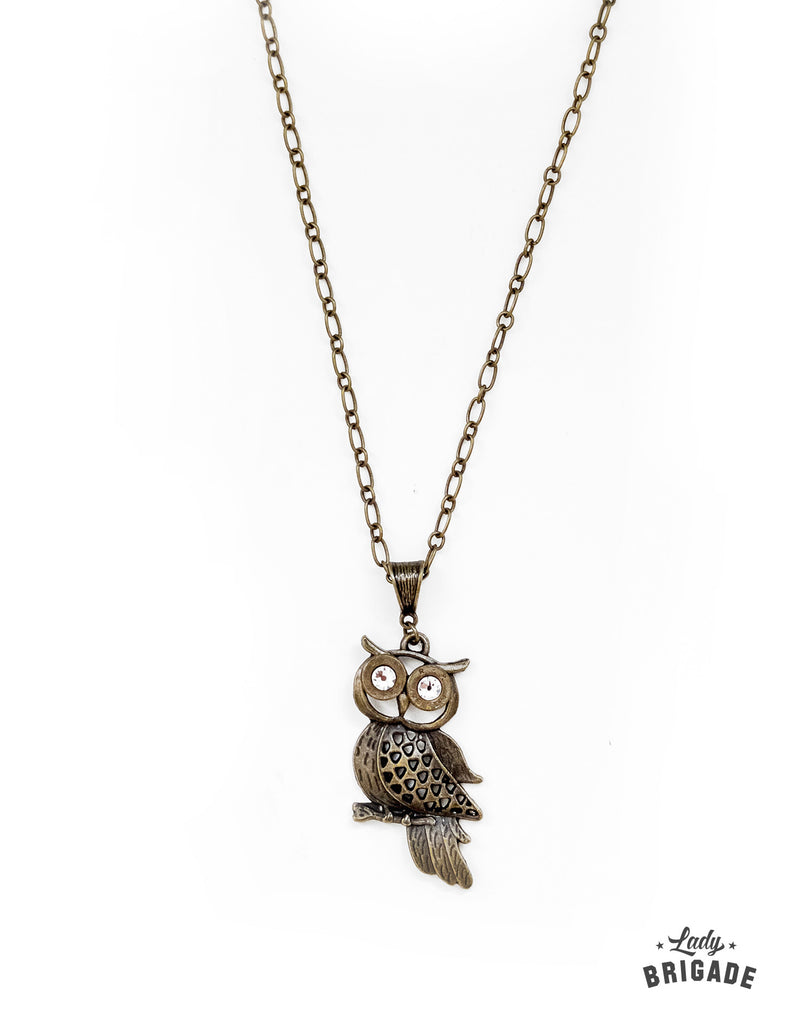 Brass .223 Bullet Owl Necklace