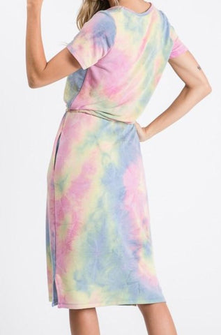Casual Tie-Dye Drawstring Day Dress - USA Made